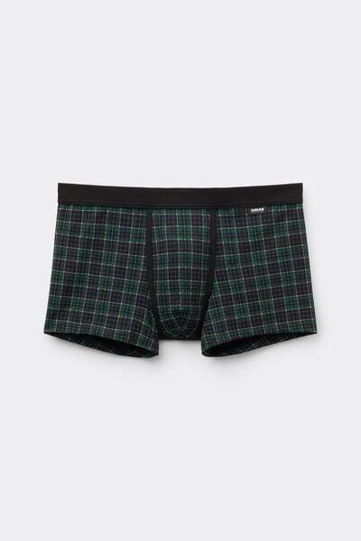 Blue/Green Check Print Cotton Boxers, B601_967J, large image number 2