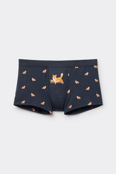 Navy Foxes Print Superior Cotton Boxers, Midnight Blue, large image number 2