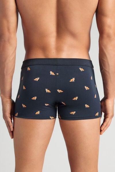Navy Foxes Print Superior Cotton Boxers, Midnight Blue, large image number 3