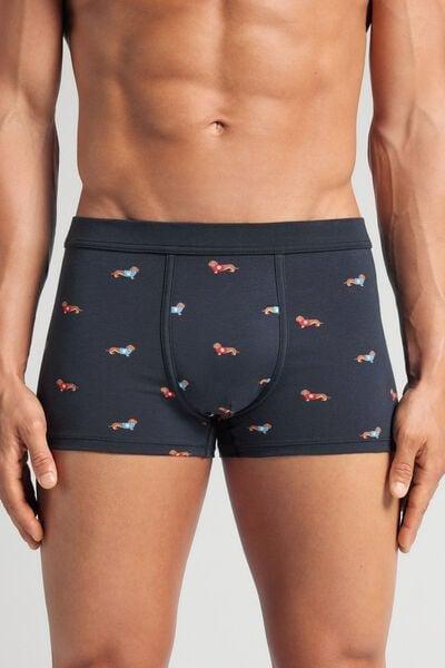 Navy Puppy Print Superior Cotton Boxers, Midnight Blue, large image number 0