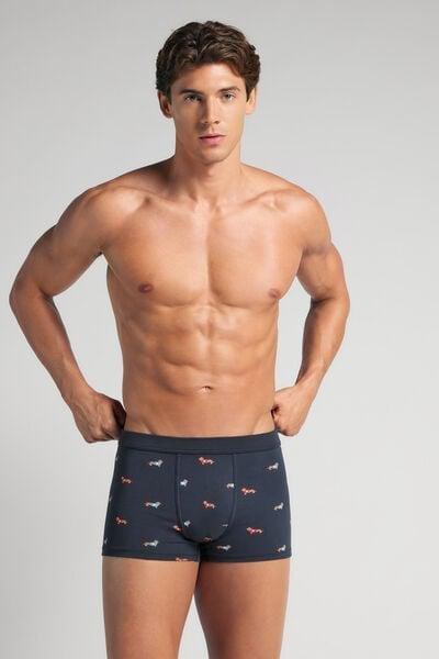 Navy Puppy Print Superior Cotton Boxers, Midnight Blue, large image number 1