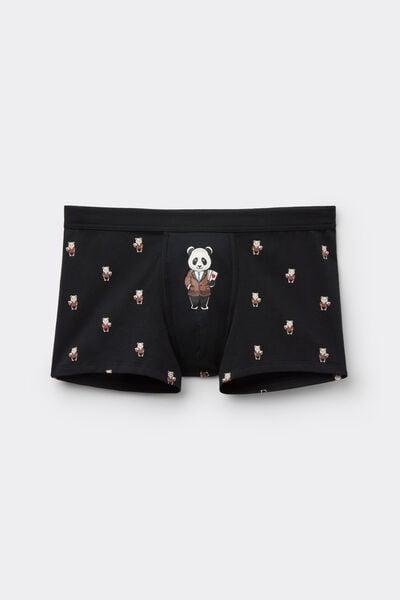 Black Panda Print Superior Cotton Boxers, Black, large image number 2