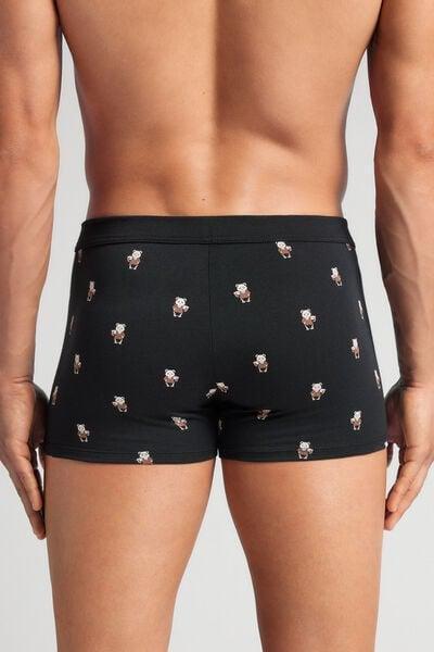 Black Panda Print Superior Cotton Boxers, Black, large image number 3