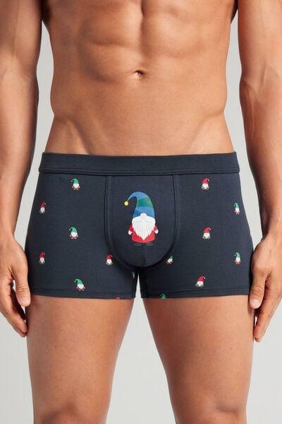 Navy Gnome Print Superior Cotton Boxers, Midnight Blue, large image number 0