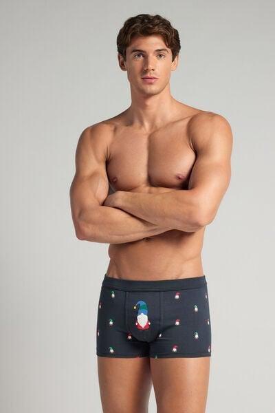Navy Gnome Print Superior Cotton Boxers, Midnight Blue, large image number 1