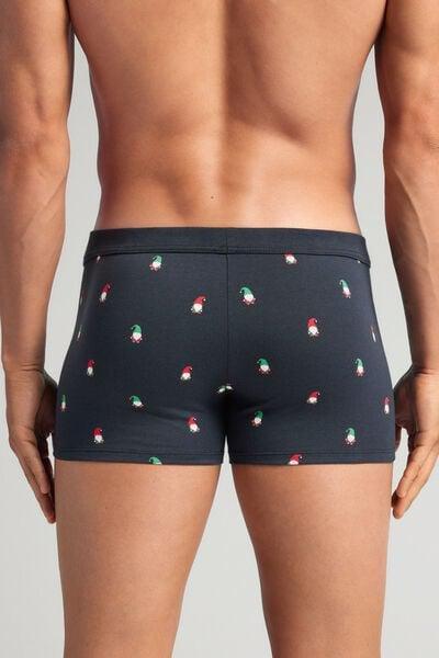 Navy Gnome Print Superior Cotton Boxers, Midnight Blue, large image number 3