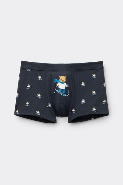 Navy Ski Bear Print Superior Cotton Boxers, Midnight Blue, large image number 2
