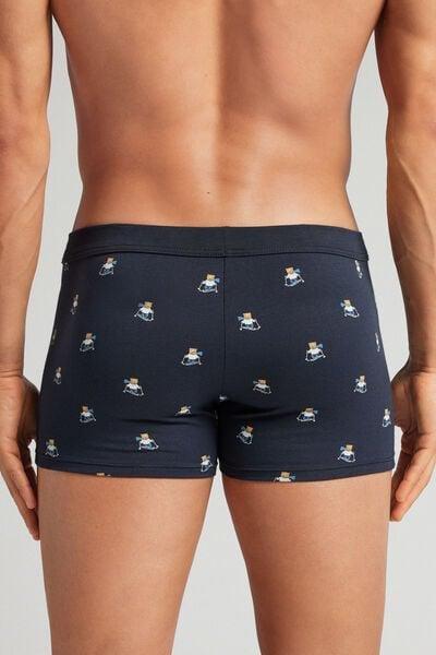 Navy Ski Bear Print Superior Cotton Boxers, Midnight Blue, large image number 3