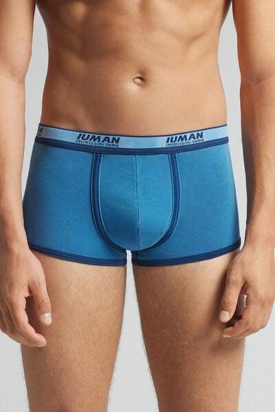 Blue Washed - Effect Cotton Boxers, B601_957J, medium