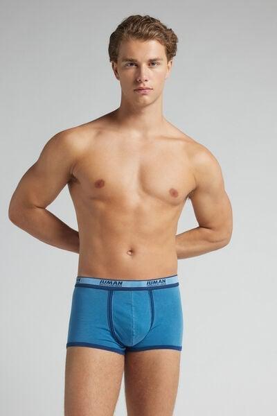 Blue Washed - Effect Cotton Boxers, B601_957J, large image number 1