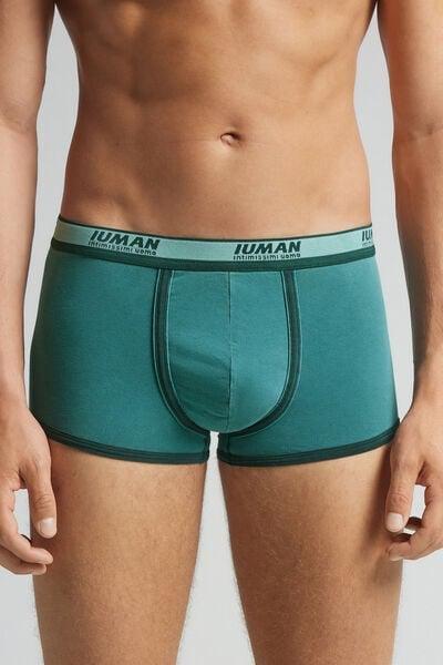Green Washed Effect Cotton Boxers, , large image number 0