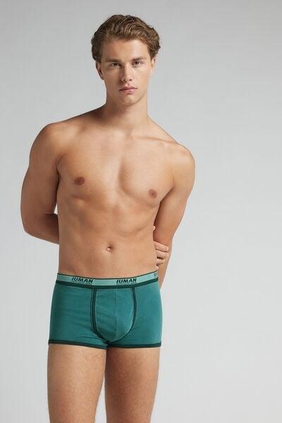 Green Washed Effect Cotton Boxers, , large image number 1