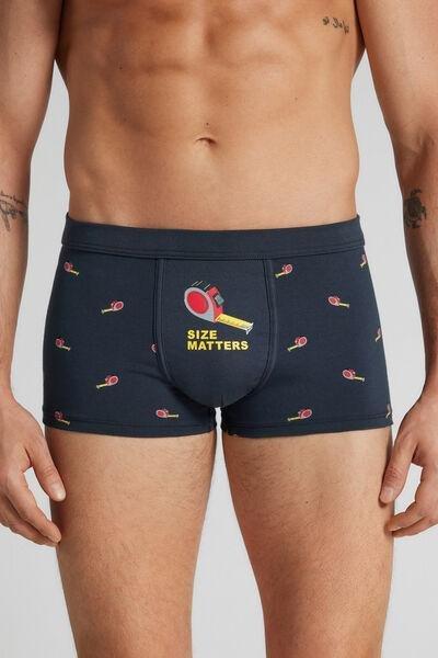 Navy Size Matters Print Superior Cotton Boxers, Midnight Blue, large image number 0