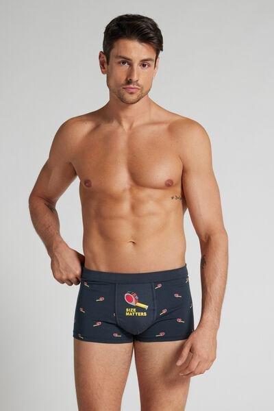 Navy Size Matters Print Superior Cotton Boxers, Midnight Blue, large image number 1