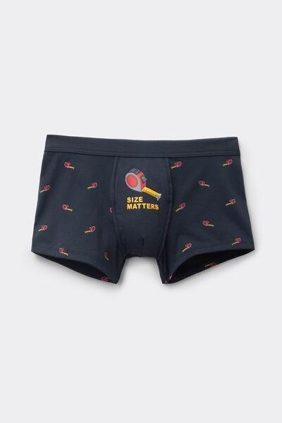 Navy Size Matters Print Superior Cotton Boxers, Midnight Blue, large image number 2