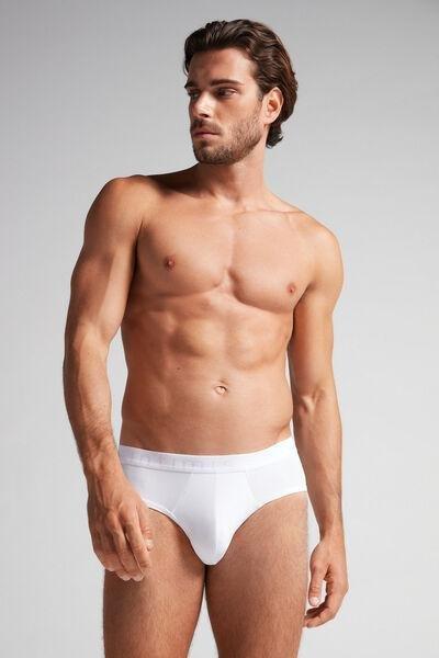 White Microfiber Briefs With Logo Detail, White, large image number 1