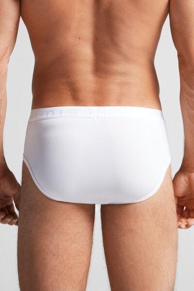 White Microfiber Briefs With Logo Detail, White, large image number 3