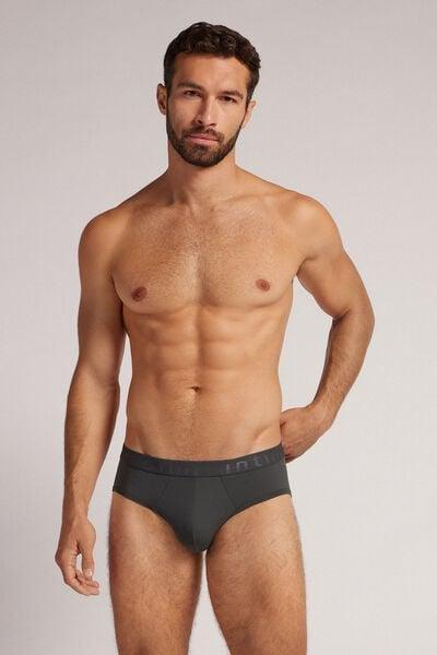 Grey Plain Microfiber Briefs, , large image number 2