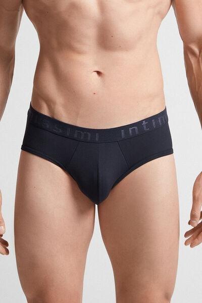 Blue Microfiber Briefs With Logo Detail, , large image number 0