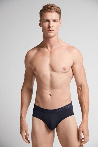 Blue Microfiber Briefs With Logo Detail, , large image number 1