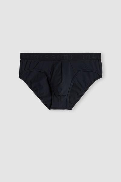 Blue Microfiber Briefs With Logo Detail, , large image number 2