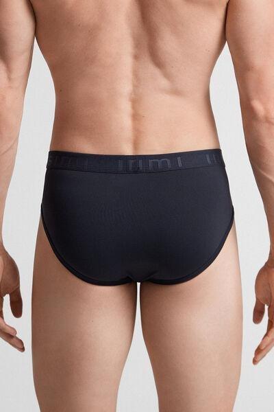 Blue Microfiber Briefs With Logo Detail, , large image number 3