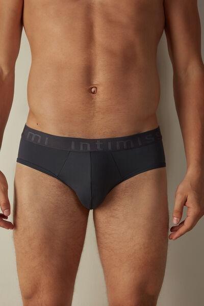 Grey Microfiber Briefs With Logo Detail, , large image number 0