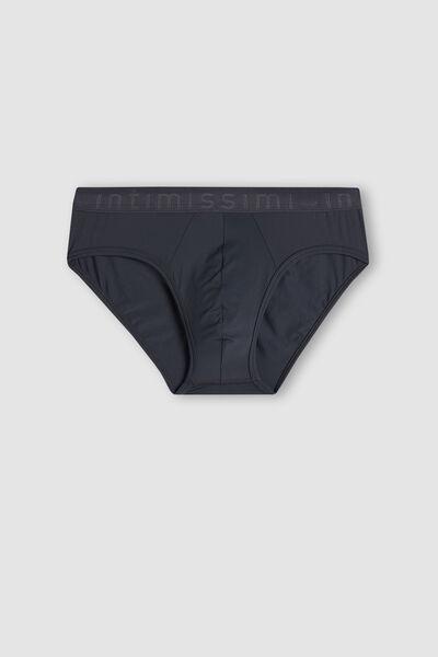Grey Microfiber Briefs With Logo Detail, , large image number 2