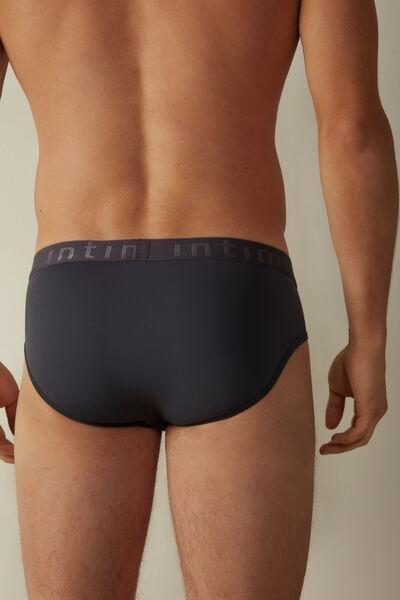 Grey Microfiber Briefs With Logo Detail, , large image number 3
