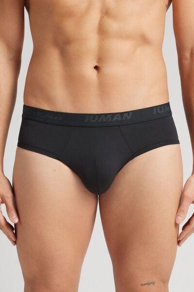 Black Elasticated Briefs, Black, large image number 0