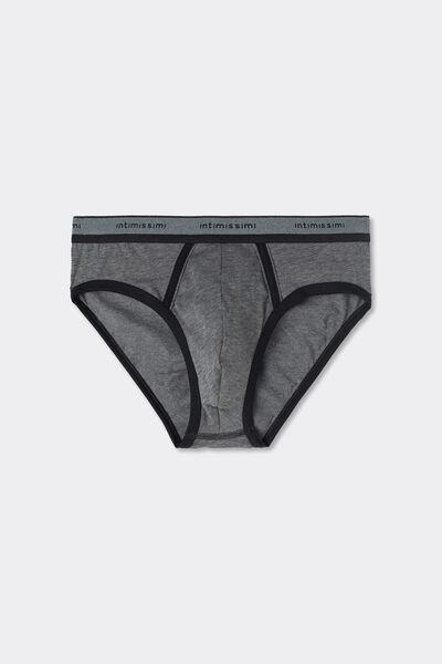 Black Superior Cotton Briefs With Logo, Graphite Grey Blend/black, large image number 2