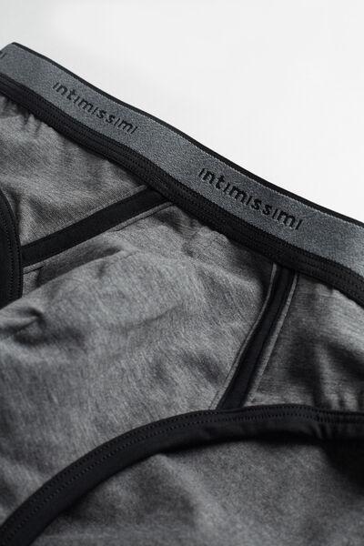 Black Superior Cotton Briefs With Logo, Graphite Grey Blend/black, large image number 4
