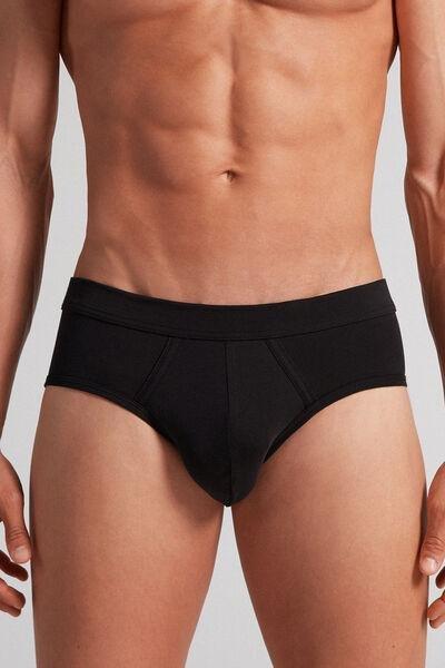Black Fresh Cotton Briefs, Black, large image number 0