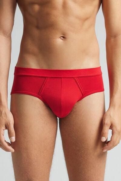 Red Elastic Waist Natural Fresh Cotton Briefs, B601_887, large image number 0