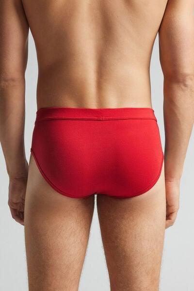 Red Elastic Waist Natural Fresh Cotton Briefs, B601_887, large image number 3