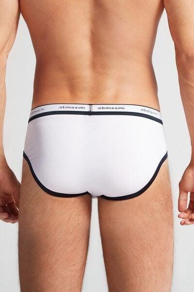White Fresh Cotton Briefs, White/blue, large image number 3