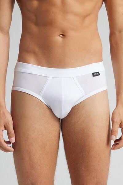 White Mercerised Premium Cotton Briefs, White, large image number 0
