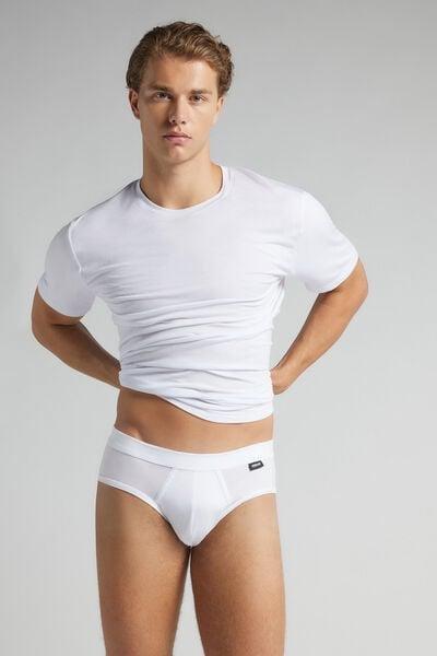White Mercerised Premium Cotton Briefs, White, large image number 1