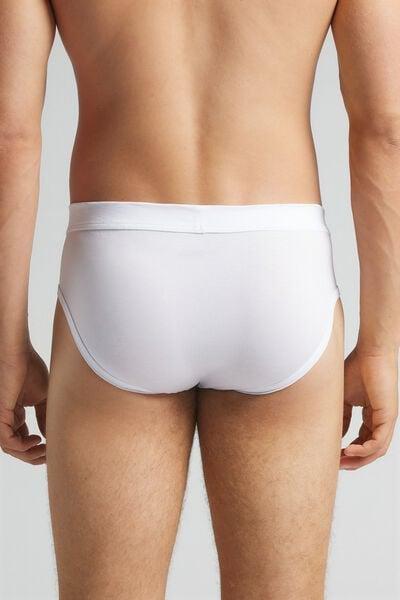 White Mercerised Premium Cotton Briefs, White, large image number 3