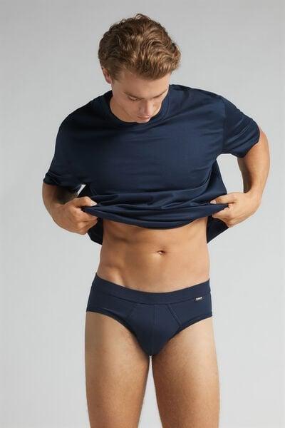 Navy Mercerised Premium Briefs, B601_490J, large image number 1