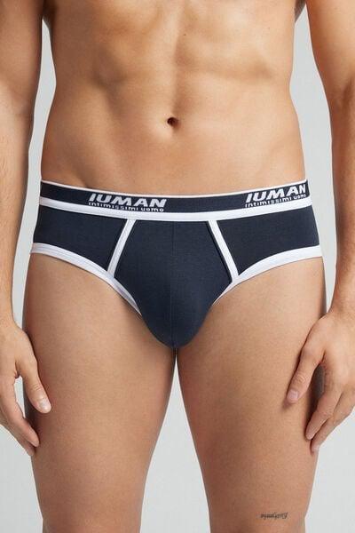 Navy Superior Cotton Briefs, Midnight Blue/white, large image number 0