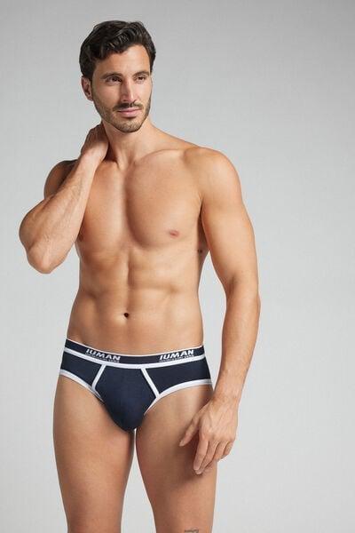 Navy Superior Cotton Briefs, Midnight Blue/white, large image number 1
