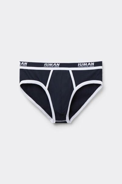 Navy Superior Cotton Briefs, Midnight Blue/white, large image number 2