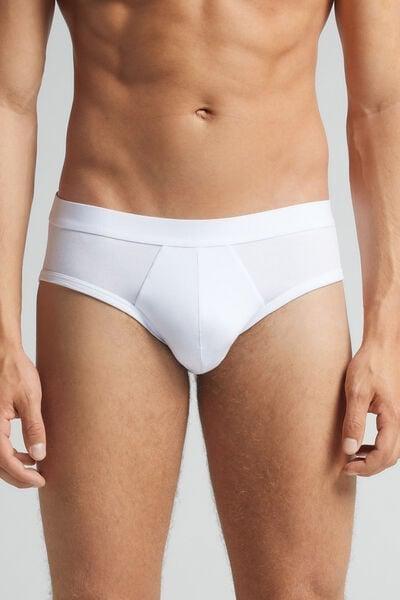 White Elastic Waist Briefs, White, large image number 0