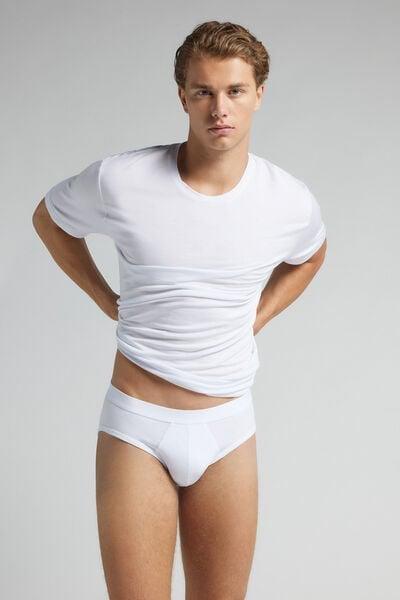 White Elastic Waist Briefs, White, large image number 1