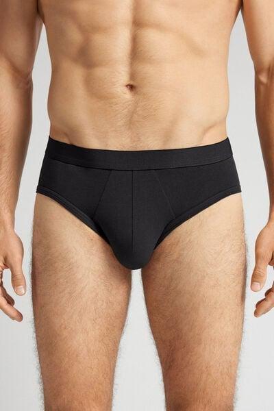 Black Elastic Waist Briefs, Black, large image number 0