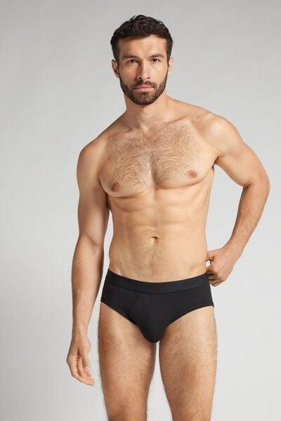 Black Elastic Waist Briefs, Black, medium