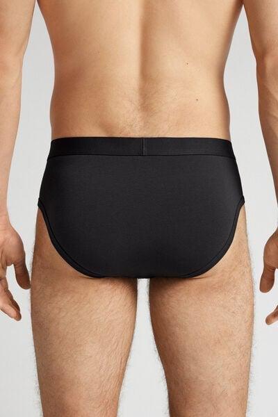 Black Elastic Waist Briefs, Black, large image number 3