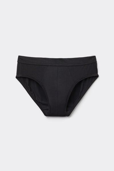 Black Solid Silk Briefs, Black, large image number 2