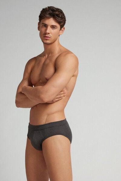 Grey Solid Silk Briefs, Dark Grey Blend, large image number 1